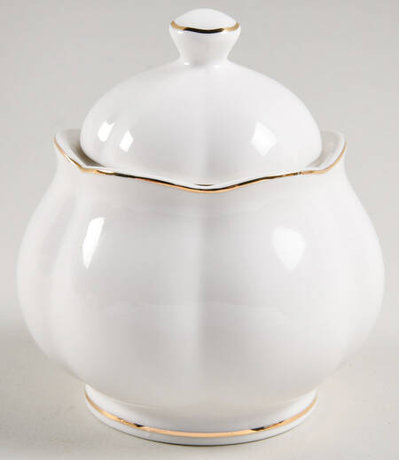 Scallop White (Gold Trim) Sugar Bowl & Lid