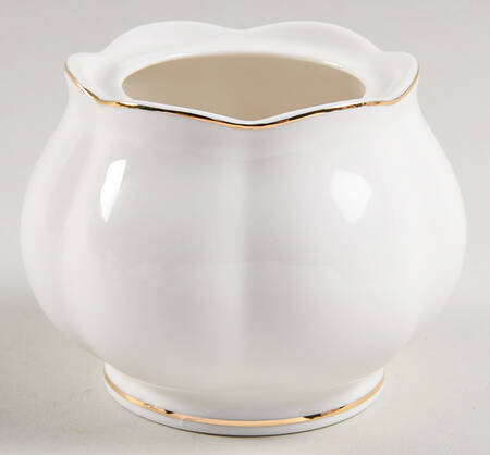 Scallop White (Gold Trim) Sugar Bowl No Lid