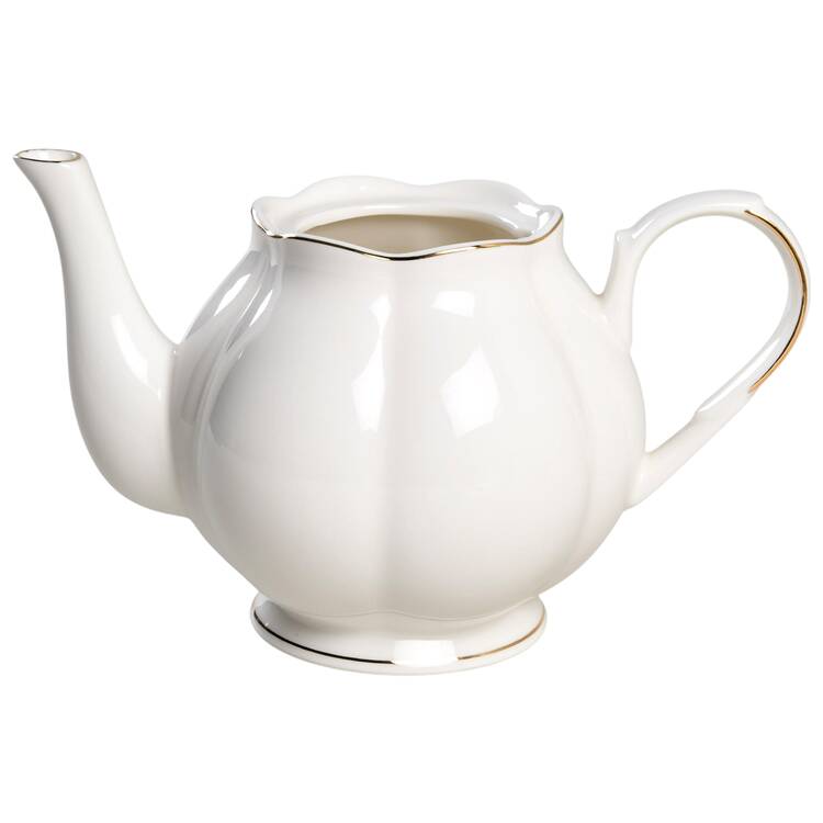 Scallop White (Gold Trim) Teapot No Lid