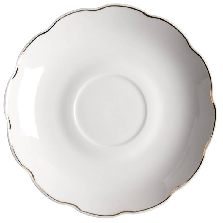 Scallop White (Gold Trim) Saucer
