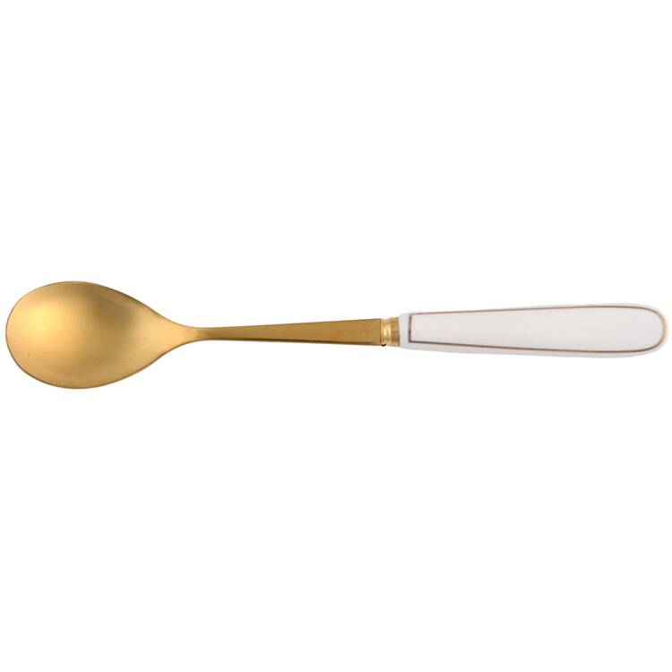 Scallop White (Gold Trim) Spoon-Teaspoon/Ceramic