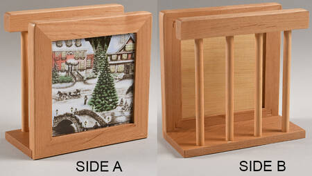 Christmas Toile 6 1/8" Natural Wood Napkin Holder  HC