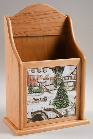 Christmas Toile 10" Natural Wood Letter Holder  HC