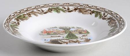 Christmas Toile Rim Soup Bowl