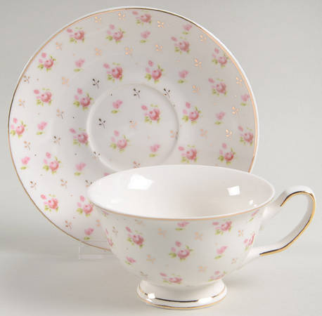 Pink Rose Footed Cup & Saucer Set