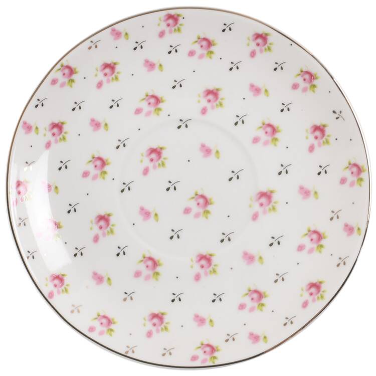 Pink Rose Saucer for Individual Teapot & Lid w/Cup & Saucer