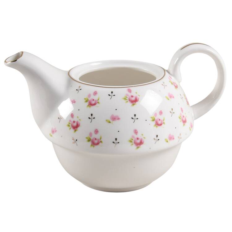 Pink Rose Individual Teapot with Cup Teapot No Lid