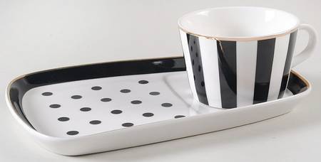 Big Black Dots Breakfast Cup & Saucer/Plate Set