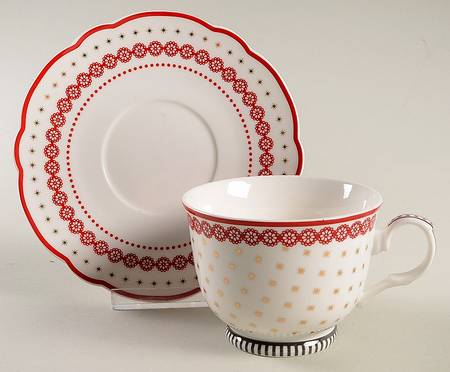 Red Nordic Flat Cup & Saucer Set