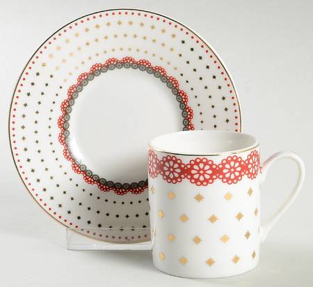 Red Nordic Flat Demitasse Cup & Saucer Set