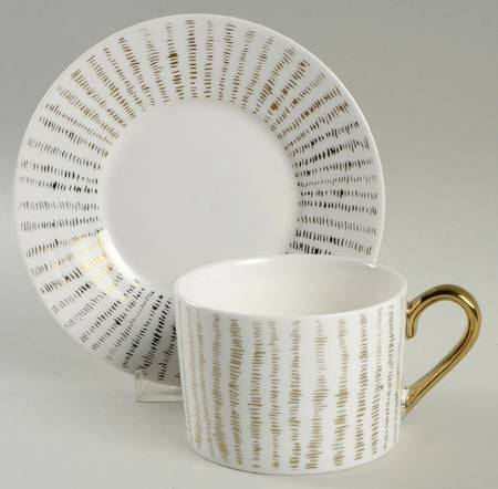 Gold Scratch Flat Cup & Saucer Set
