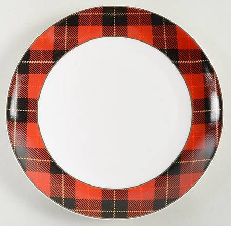 Red Plaid Salad Plate