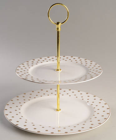 Variety Gold Dots 2 Tiered Serving Tray (Dinner & Salad Plate)