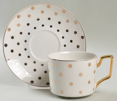Variety Gold Dots Flat Cup & Saucer Set