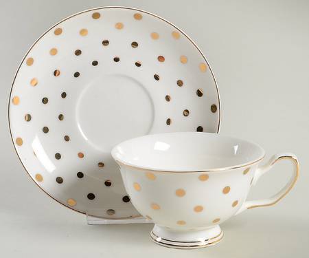 Variety Gold Dots Footed Cup & Saucer Set