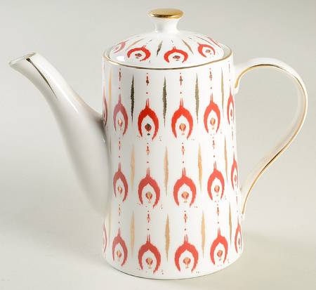 Red Ikat Coffee Pot & Lid