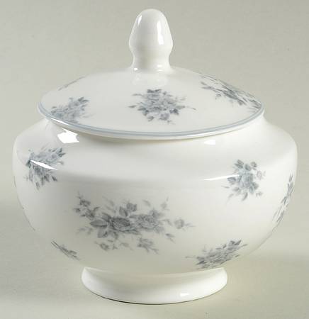 Grey Rose Sugar Bowl & Lid