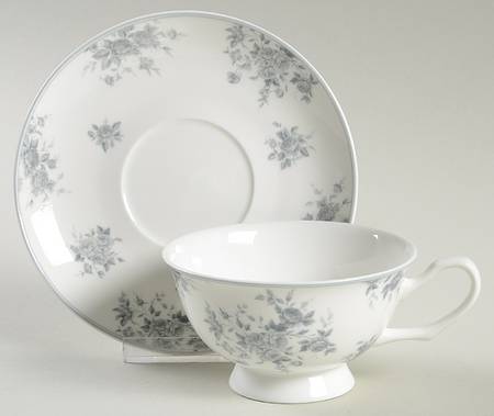 Grey Rose Footed Cup & Saucer Set