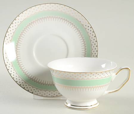 Pin Dots Mint Green Footed Cup & Saucer Set