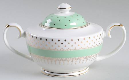 Pin Dots Mint Green Sugar Bowl & Lid