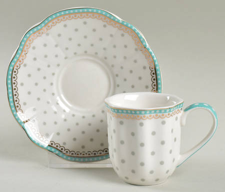 Josephine Aqua Flat Demitasse Cup & Saucer Set