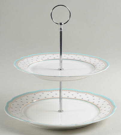 Josephine Aqua 2 Tiered Serving Tray (Dinner & Salad Plate)
