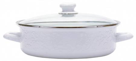 White on White Enamelware 13" Saute' Pan & Lid