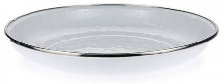 White on White Enamelware Pasta Plate