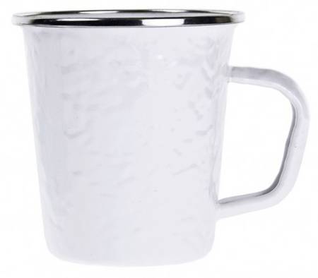 White on White Enamelware Latte Mug