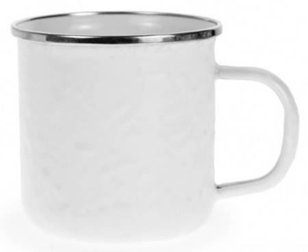 White on White Enamelware Mug