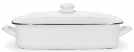 White on White Enamelware 16" Lasagna & Lid