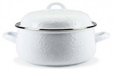 White on White Enamelware 4 Qt Dutch Oven