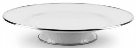 White on White Enamelware 12" Diameter Pedestal Cake Stand