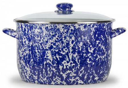 Cobalt Swirl Enamelware 18 Qt Stockpot & Glass Lid
