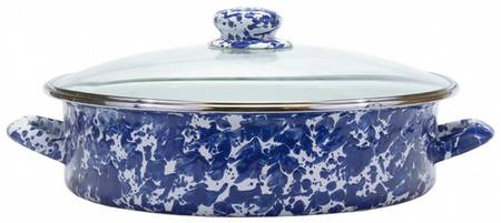 Cobalt Swirl Enamelware 13" Saute' Pan & Lid