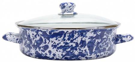 Cobalt Swirl Enamelware 10" Saute' Pan & Lid