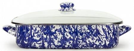 Cobalt Swirl Enamelware 16" Lasagna & Lid