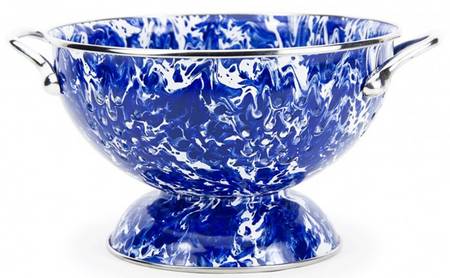 Cobalt Swirl Enamelware 2 Quart Colander