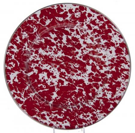 Red Swirl Enamelware Dinner Plate