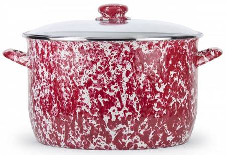 Red Swirl Enamelware 18 Qt Stockpot & Glass Lid