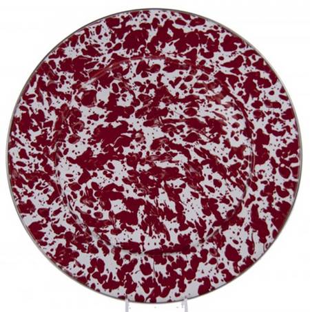 Red Swirl Enamelware Service Plate (Charger)