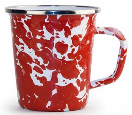 Red Swirl Enamelware Latte Mug