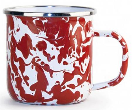 Red Swirl Enamelware Mug