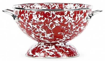 Red Swirl Enamelware 2 Quart Colander