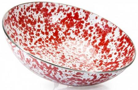 Red Swirl Enamelware 4 Qt Catering Bowl