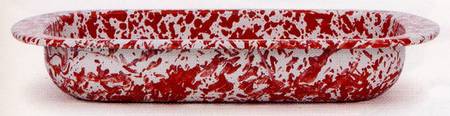 Red Swirl Enamelware 12" Rectangular Baker