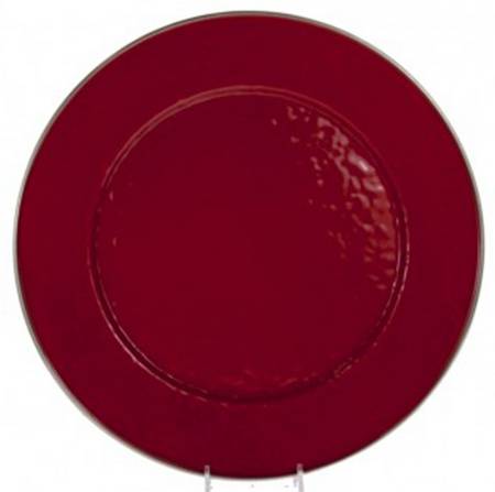 Red on Red Enamelware Service Plate (Charger)