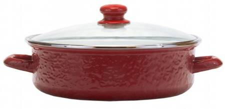 Red on Red Enamelware 10" Saute' Pan & Lid
