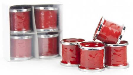 Red on Red Enamelware Napkin Ring - Set of 4