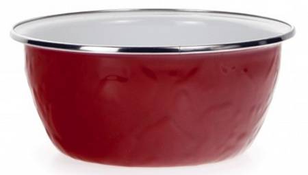 Red on Red Enamelware Individual Salad Bowl